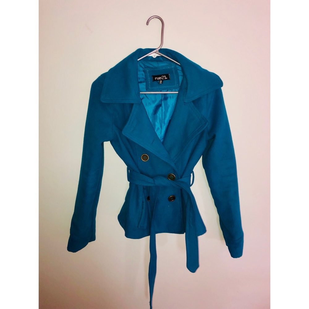 TEAL PEA COAT GENTLY WORN